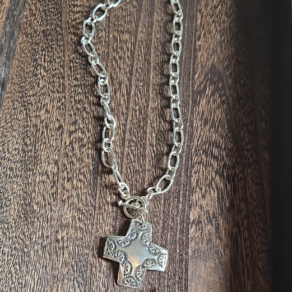 Silpada Silver-Tone Cross Pendant Necklace
